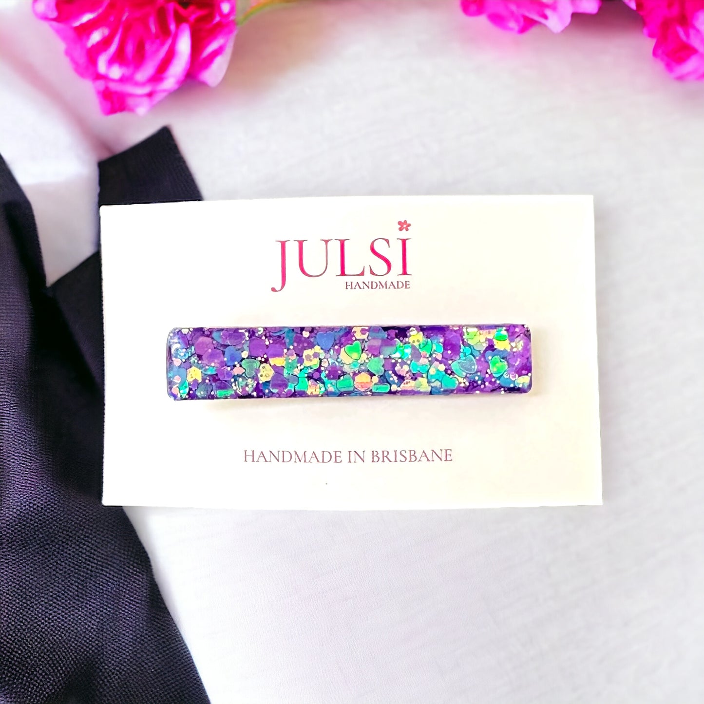 Purple & Blue Glitter Hair Clip (Rectangular)