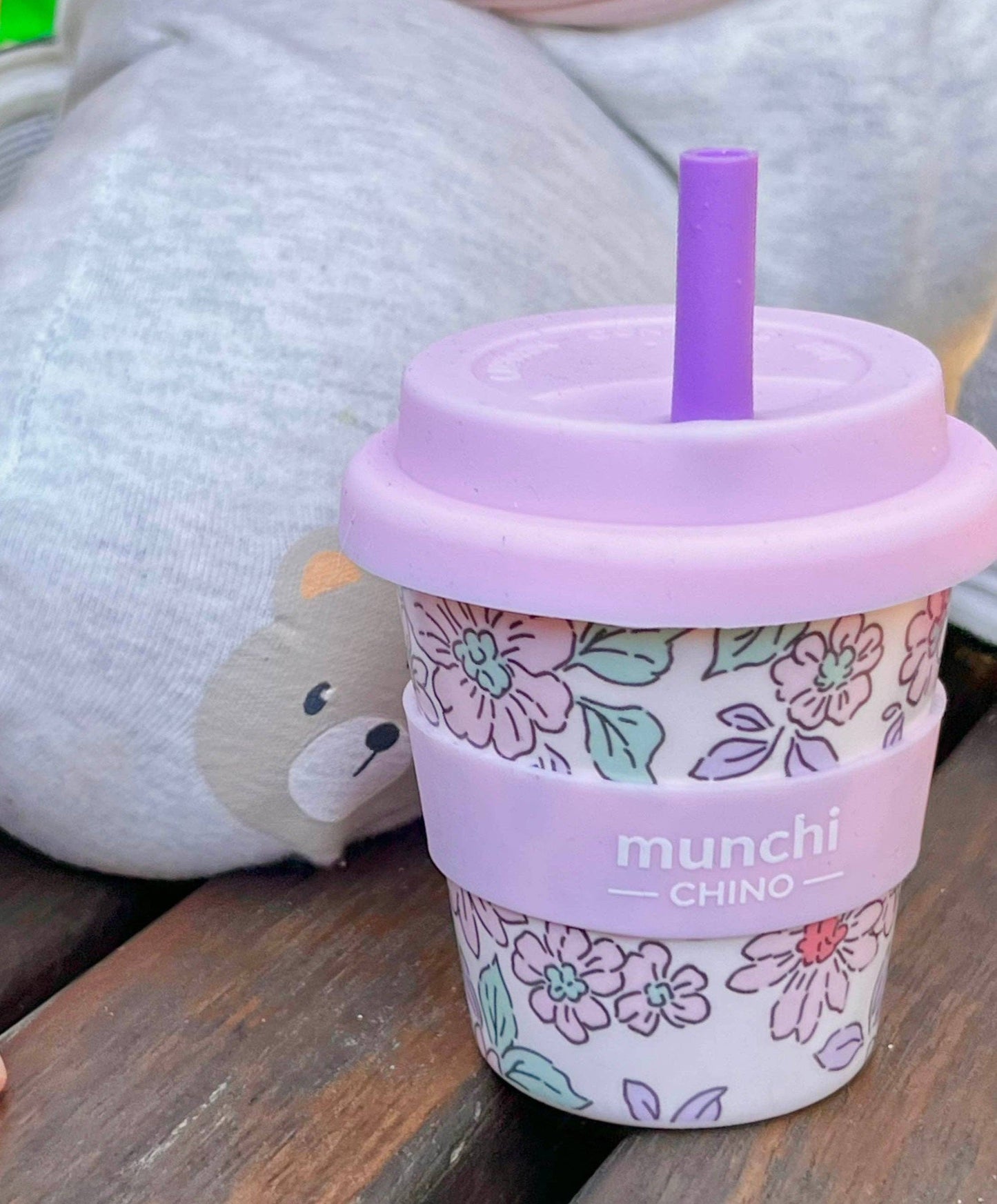 munchi - Lily Babychino Cup - Straw Included (Pink/Purple)