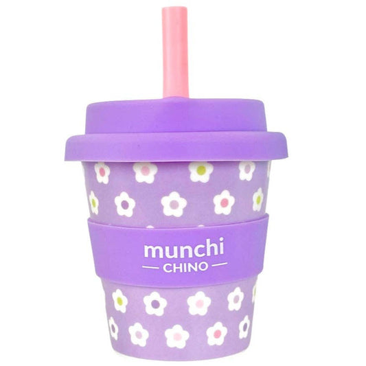 munchi - Purple Flower Babychino Cup - Straw Included