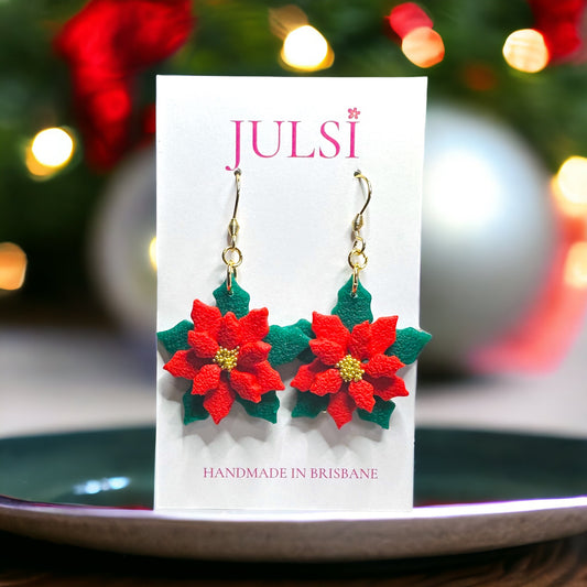 Christmas Earrings - Poinsettia