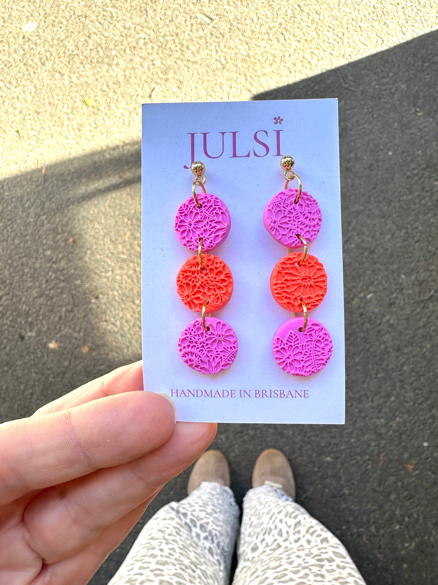 Pink & Orange Trio Earrings
