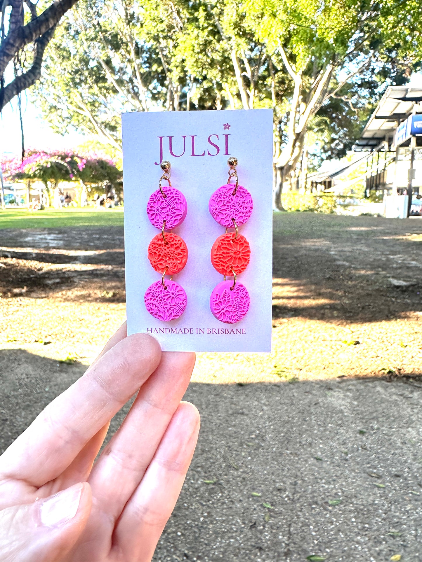 Pink & Orange Trio Earrings