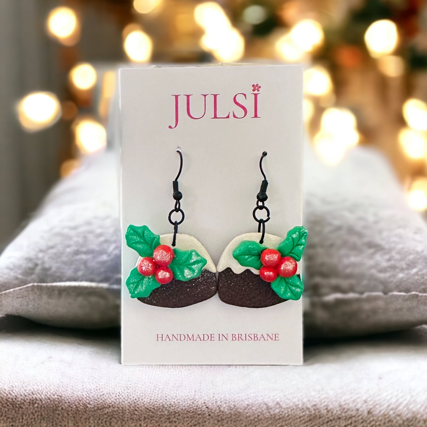 Christmas Earrings - Plum Pudding