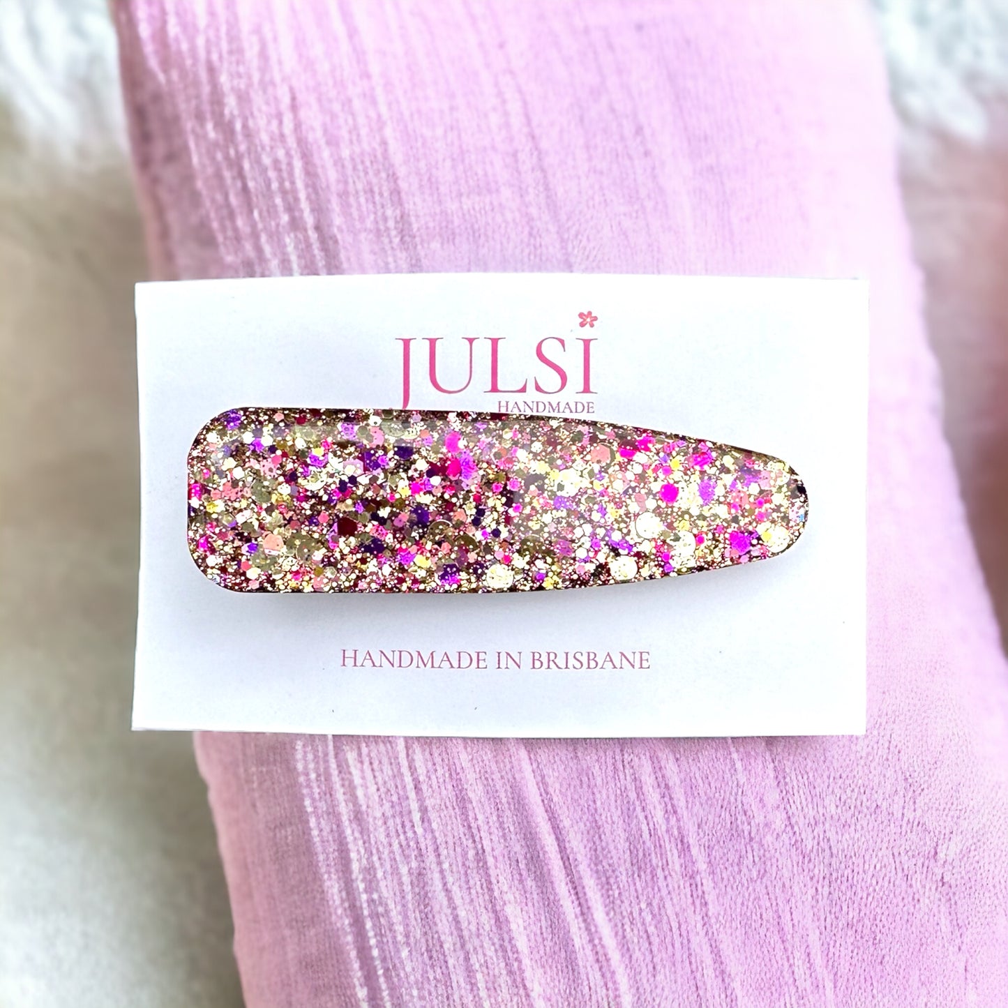 Pink & Gold Glitter Hair Clip (Larger Style)