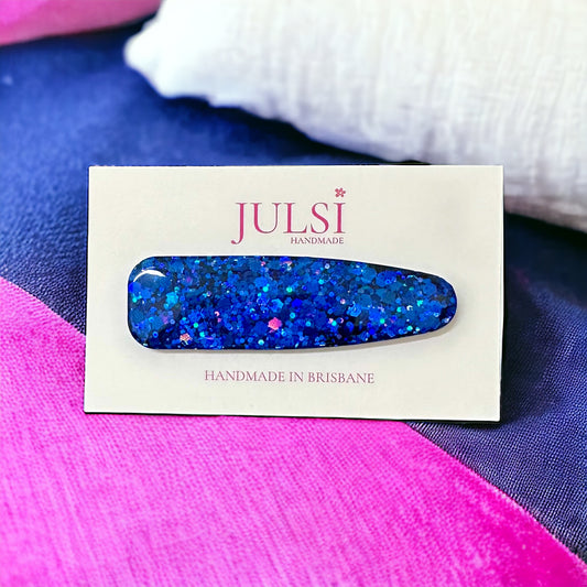 Blue Glitter Hair Clip (Larger Style)
