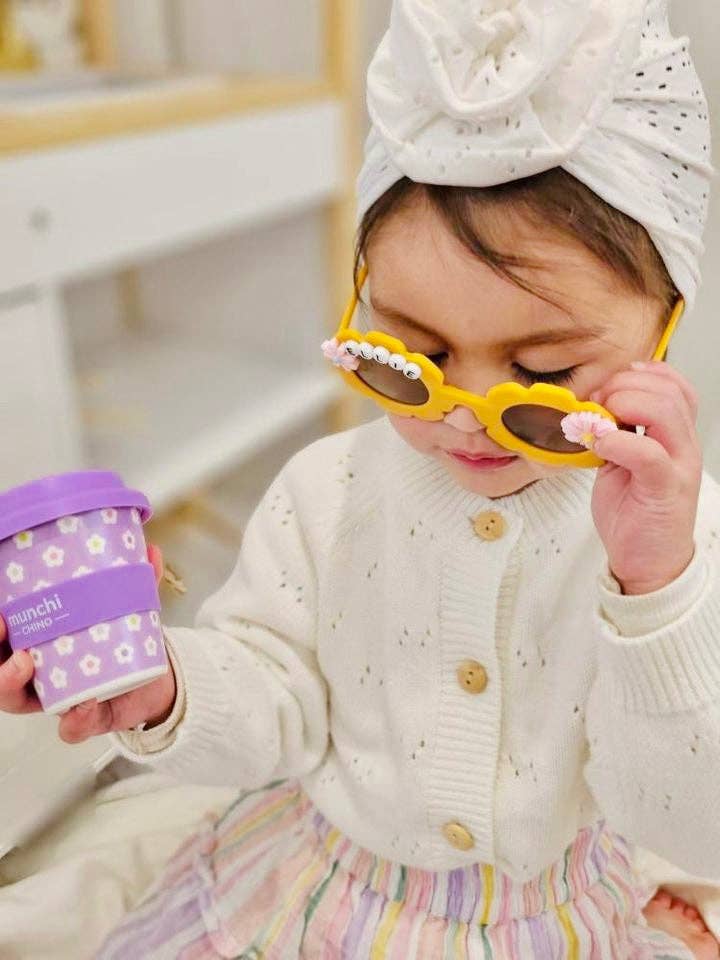 munchi - Purple Flower Babychino Cup - Straw Included
